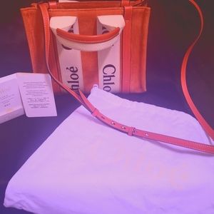 Chloe tote bag with strap burnt orange